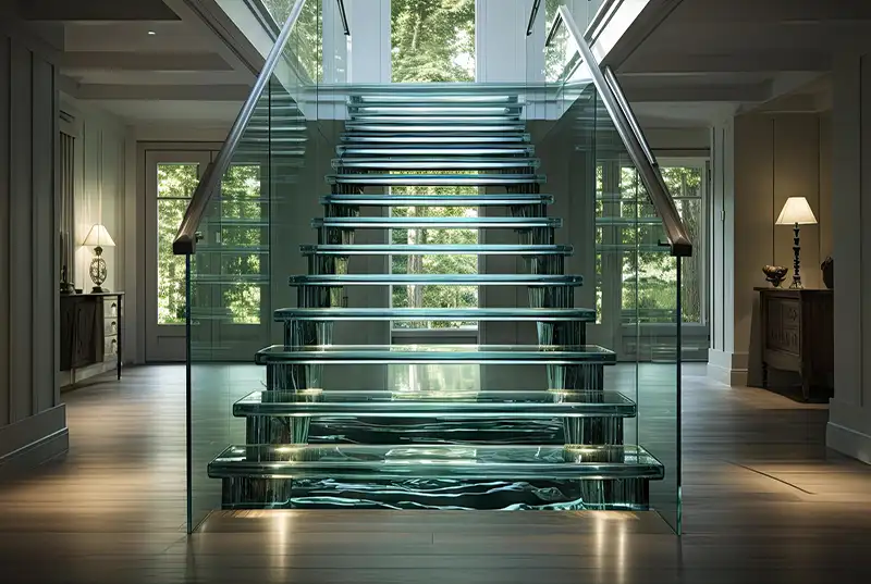 شیشه در کف پله